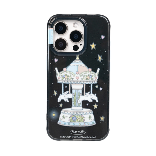 CARECASE 透黑彩点旋转木马手机壳 适用于苹果iPhone17 16 15 14 Pro Max 原创设计童趣 可爱有趣 高级小众