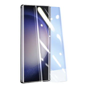 适用三星s23钢化膜s23ultra全胶UV曲面s23+手机膜s23全屏plus防偷窥屏全包水凝膜Galaxy高清防摔保护贴膜