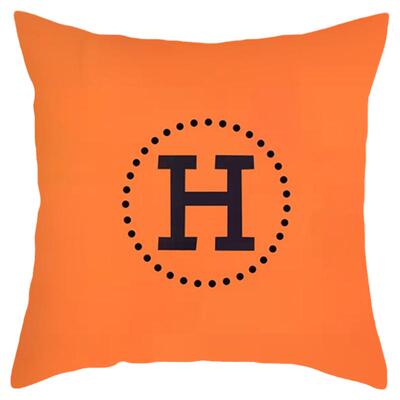 沙发抱枕橙红色几何美式靠背套