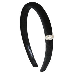 发箍女款高级感时尚洋气轻奢发饰黑色丝绒高颅顶头箍细边水钻发卡