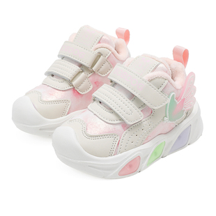 巴布豆童鞋女童闪灯鞋2025新款亮灯鞋秋冬二棉鞋女孩女宝宝学步鞋