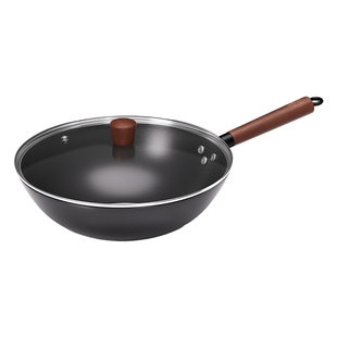 铸味铁锅家用炒菜锅精铁不锈熟铁锅燃气煤气灶专用无涂层平底炒锅