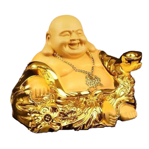 汽车摆件绒沙金弥勒佛大肚佛车载笑佛车内高档品香水座佛像除异味