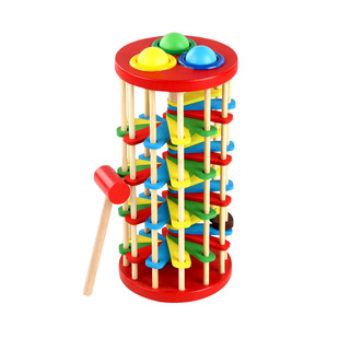 儿童敲球台早教落梯玩具1-2-3岁4宝宝益智滑梯滑道轨道滚球转转乐