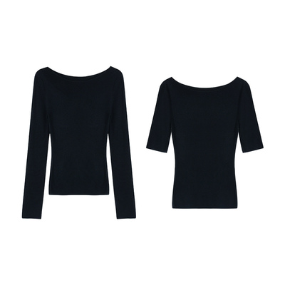 柔软法则一字船领羊毛针织衫长袖