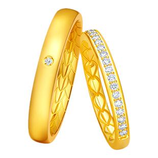 DR龙鳞凤羽系列以爱相拥结婚对戒订婚黄金戒指QM0356/QW0356