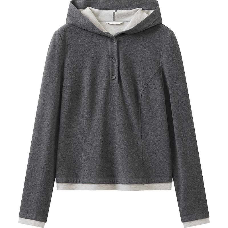 【商场同款】播26秋冬新品H型假两件连帽短款卫衣女BDT4VD4250