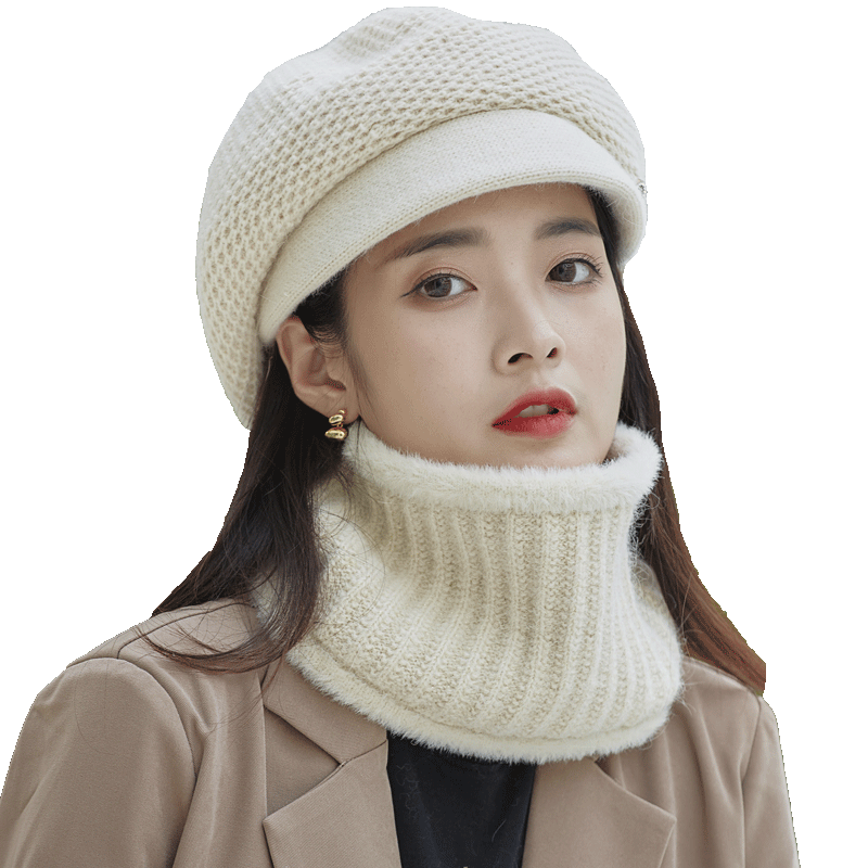 毛线帽子女2025新款冬加绒贝雷帽