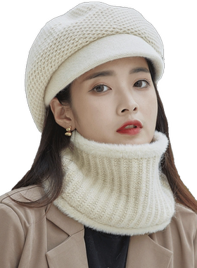 毛线帽子女2026新款冬加绒贝雷帽