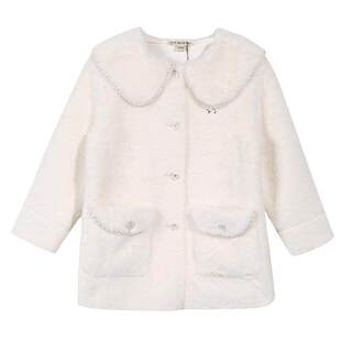 IVY HOUSE常春藤儿童装女童冬季 小香风大翻领仿皮草外套保暖亲子