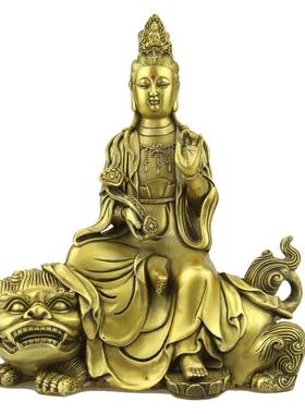 纯铜佛像文殊普贤菩萨摆件