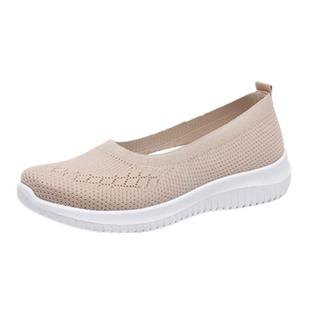 老北京女布鞋夏季防滑一脚蹬妈妈鞋平底透气中老年人健步女鞋春季