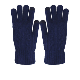 针织毛线手套秋冬季男款女款骑行保暖加绒学生情侣纯色可触屏手套