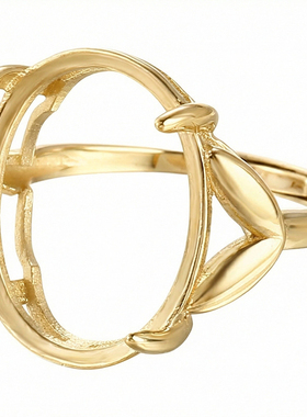 椭圆形翡翠女戒指空托DIY配件