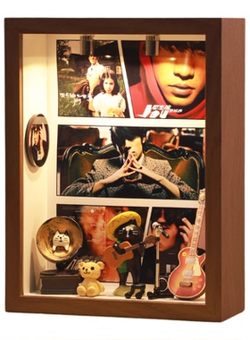 周杰伦创意周边装饰小摆件桌面高级感中空相框灯光摆台送女生礼物