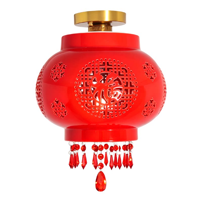 高档纯铜陶瓷喜庆灯笼