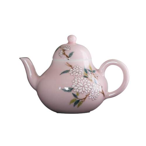 大鱼美器陶瓷手工茶壶粉红梨形壶景德镇功夫小梨壶女士泡茶壶茶具