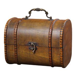 复古精致手提箱木质大容量桌面手工首饰盒欧式杂物盒子道具木箱子