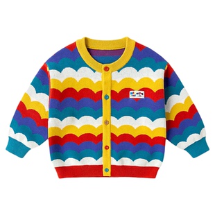 嘟嘟家男童毛衣女童儿童针织开衫春装男宝宝外套纯棉上衣童装衣服