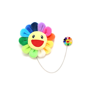 胸针玩针笑脸七彩太阳花发夹金属徽章别针书包挂件包包配饰