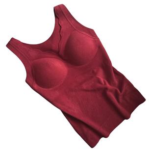 汐黛儿羊绒女生带胸垫保暖内衣秋冬舒适简约背心免穿文胸打底上衣