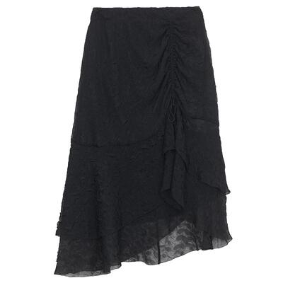 谜底不规则半身裙年夏款优雅浪漫双层荷叶边中长裙242MB0542