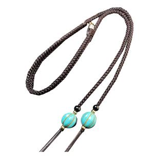 横穿锁骨挂绳原创天珠绿松石男女款手工编织串玉坠绳子挂脖项链绳