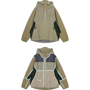 速写男装春秋新款双面穿夹克宽松休闲拼接撞色前卫街头连帽潮外套