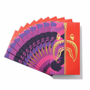 现货 BAPE SHARK 红包 利是封 收纳袋套装 迷彩鲨鱼图案 新年