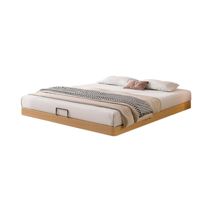 无床头悬浮床新款齐边实木床简约小户型可储物榉木床单人1米5床架