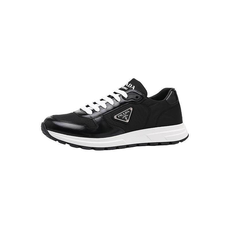 【自营】Prada/普拉达男士织物配皮LOGO标识系带厚底运动休闲鞋