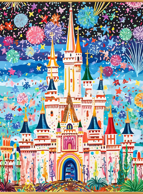 像素城堡数字油画diy填充画画填色油彩画手工涂色儿童卡通二次元