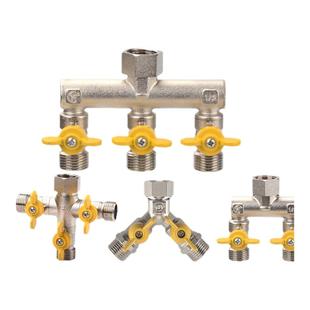 全铜角阀三通分水器阀门一进二出三出带开关水龙头一分二分流器四