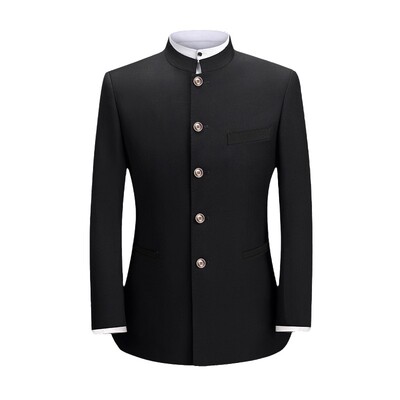 男青年修身立领结婚礼服中山装