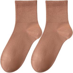 黑色袜子女纯棉秋冬中筒袜跑步运动短袜防臭吸汗无骨2025新款爆款