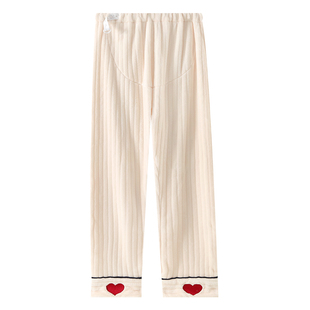 孕妇睡裤秋冬托腹裤孕期家居裤珊瑚绒暖暖裤居家长裤可调节不勒肚