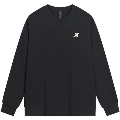 特步卫衣男士2025秋季新款内搭长袖圆领套头衫上衣针织休闲运动服