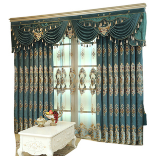 雪尼尔羊绒欧式绣花遮光加厚窗帘成品定制奢华布帘卧室客厅落地窗