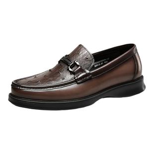 意尔康乐福鞋男款2025秋季鸵鸟皮懒人一脚蹬商务皮鞋复古时尚单鞋