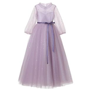 儿童礼服长袖女童花童婚纱生日公主裙小女孩主持人钢琴演出服秋冬