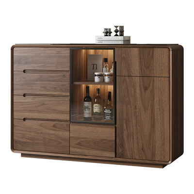 餐边柜一体靠墙中古风客厅收纳柜