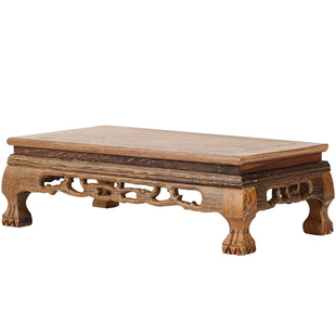 红木雕刻工艺品摆件长方形木托 鸡翅木实木质奇石头花盆佛像底座