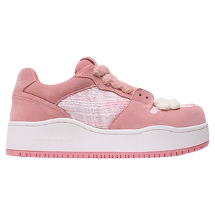 Wander around秋冬新款粉色小香风厚底增高甜美板鞋休闲鞋女