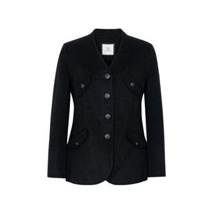 XG雪歌XJ410050A190黑色长袖毛呢外套2024冬季新款纯绵羊毛大衣女