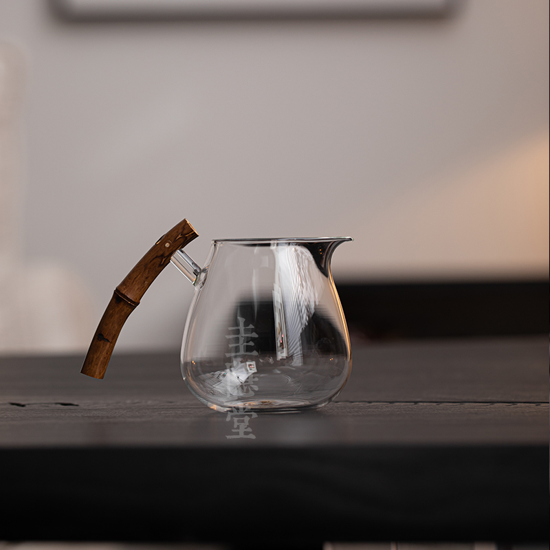 圭隐堂耐热玻璃公道复古茶茶杯茶杯家用分杯匀杯把手茶器公泡海竹
