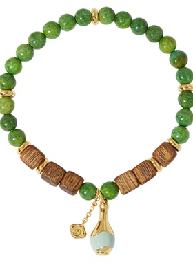 HERBE合璧 福禄来瓶步青云春瓶手串 沉香绿松石珐琅青色玉瓶