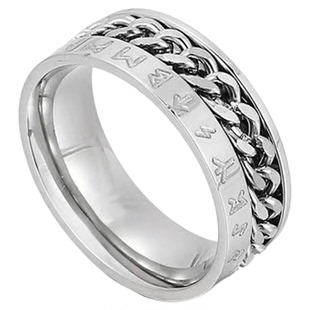 可转动自律潮牌戒指男高级感小众个性痞帅解压钛钢戒指男生食指环