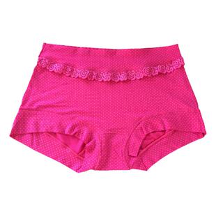 曼丽妃女士内裤中高腰印花弹力柔软莫代尔蕾丝花边圆点三角裤8105