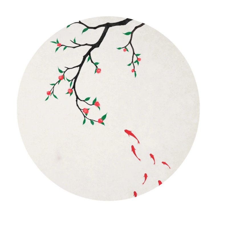 静心禅意九鱼图柿子自贴画