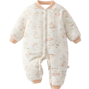 婴儿衣服冬装200g夹棉加厚棉衣棉服冬季宝宝连体衣纯棉保暖外出服